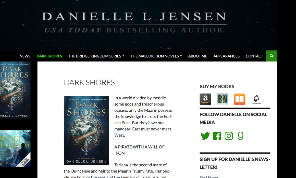 Danielle L Jensen Best Selling Author Website Screenshot